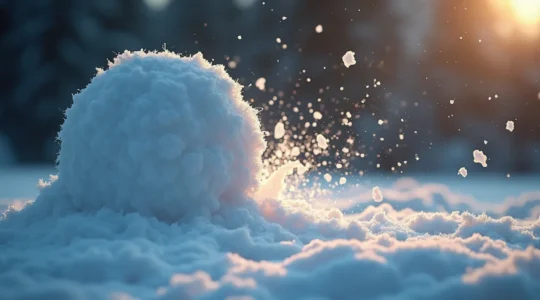 Illustration symbolique montrant une boule de neige grandissante engloutissant des éléments de design web pour représenter la duplication CSS impactant la cohérence du design