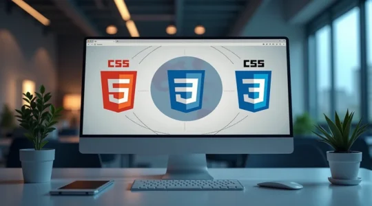 Illustration symbolique représentant l'harmonie entre CSS pur, frameworks et préprocesseurs dans le développement web moderne