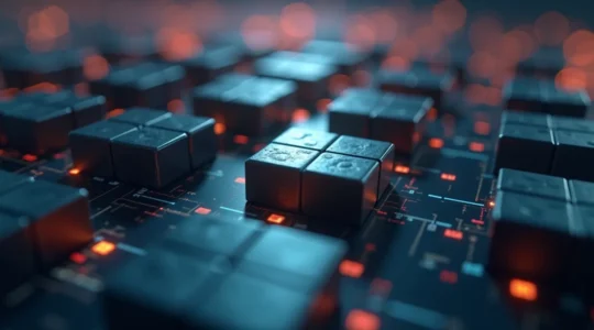 Illustration symbolique représentant l'évolution du CSS vers une approche modulaire avec des blocs et des modules imbriqués.