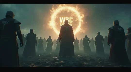 Illustration symbolique représentant une bataille entre navigateurs web avec l'emblème du W3C agissant comme un médiateur protecteur au centre