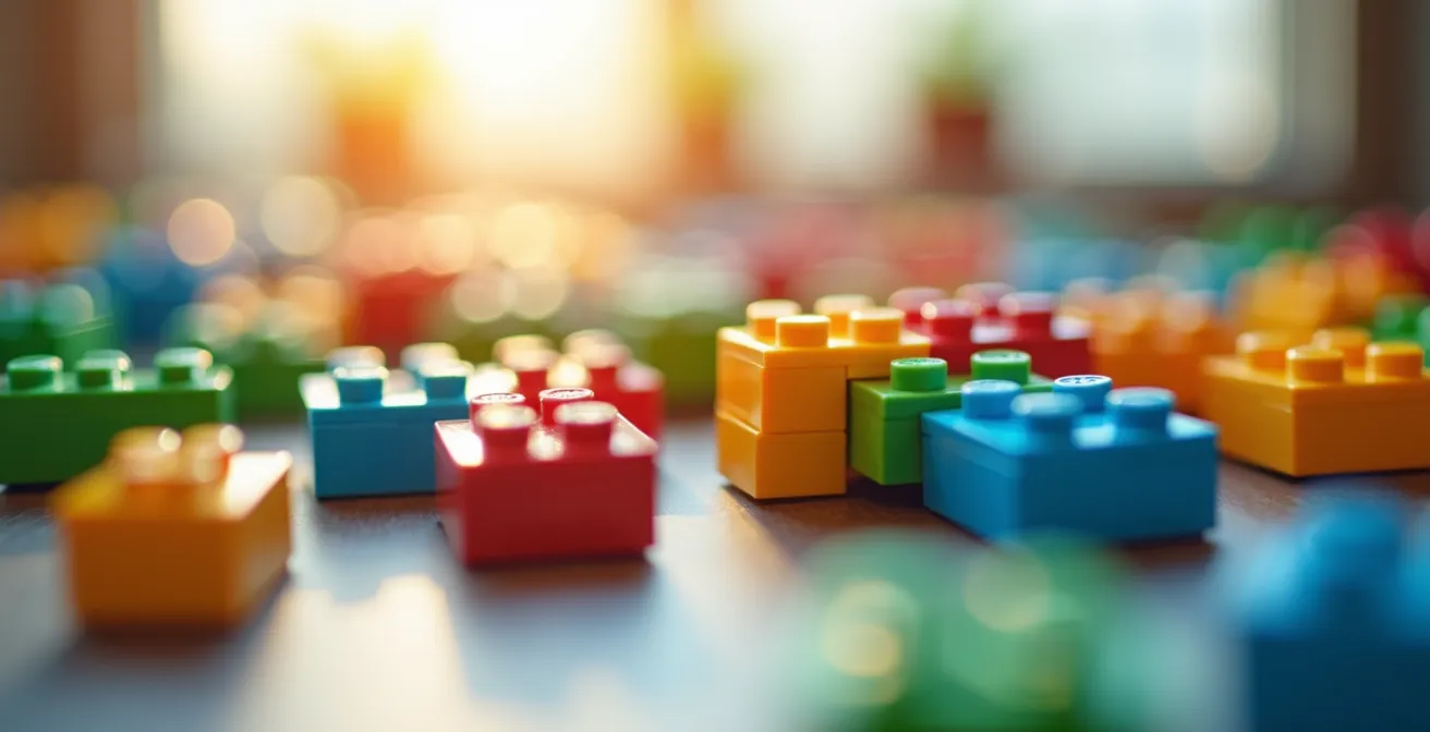 Illustration symbolique représentant des briques modulaires formant une page web