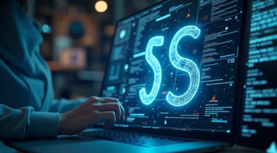 Illustration symbolique montrant une révolution dans le design web avec des éléments CSS stylisés, comme des coins arrondis, ombres et typographies modernes.