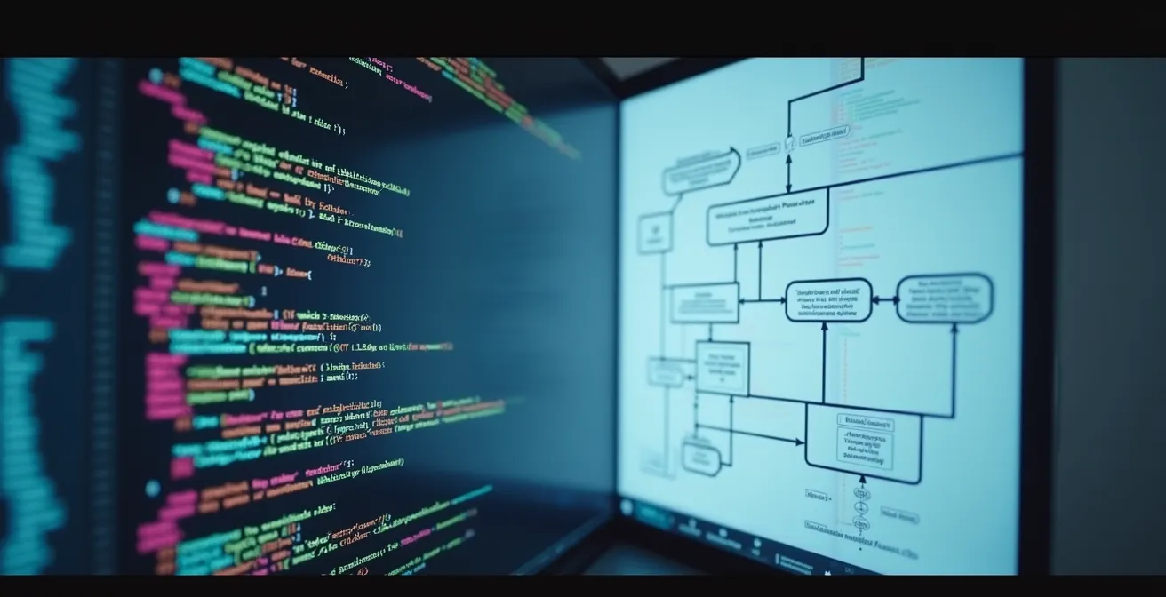 Bannière symbolique représentant un navigateur web avec des lignes de code CSS et des blocs logiques évoquant du code de programmation