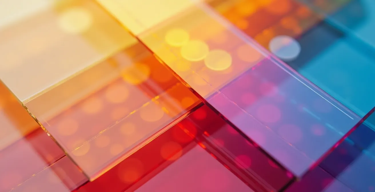 Démonstration visuelle des transformations colorimétriques par filtres CSS, montrant des couches de couleurs superposées.