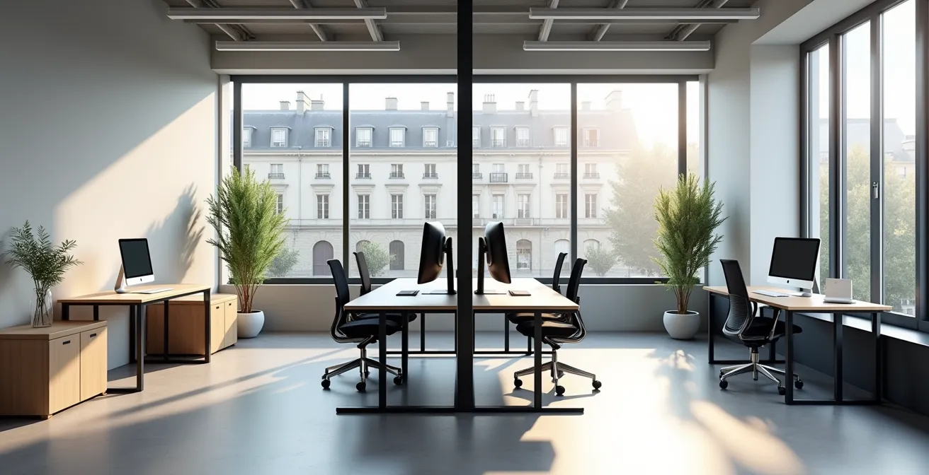 Balance conceptuelle équilibrant des éléments représentant le mobile et le desktop