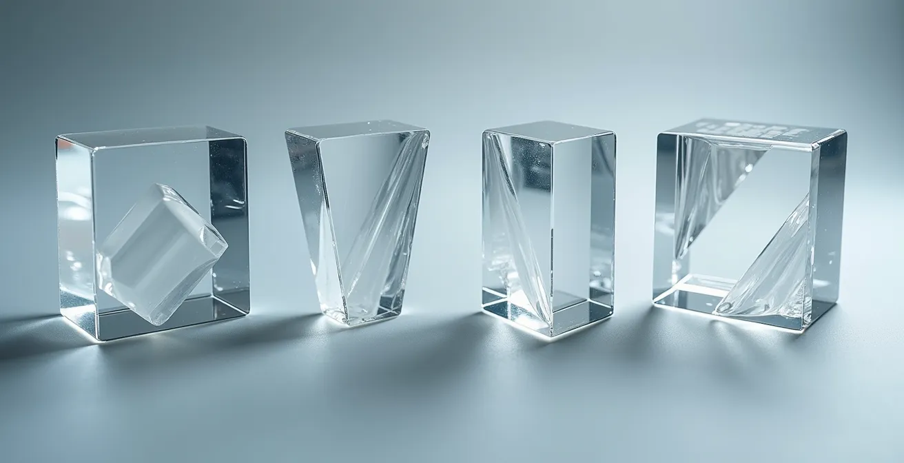 Démonstration visuelle des quatre transformations CSS principales sur des formes géométriques